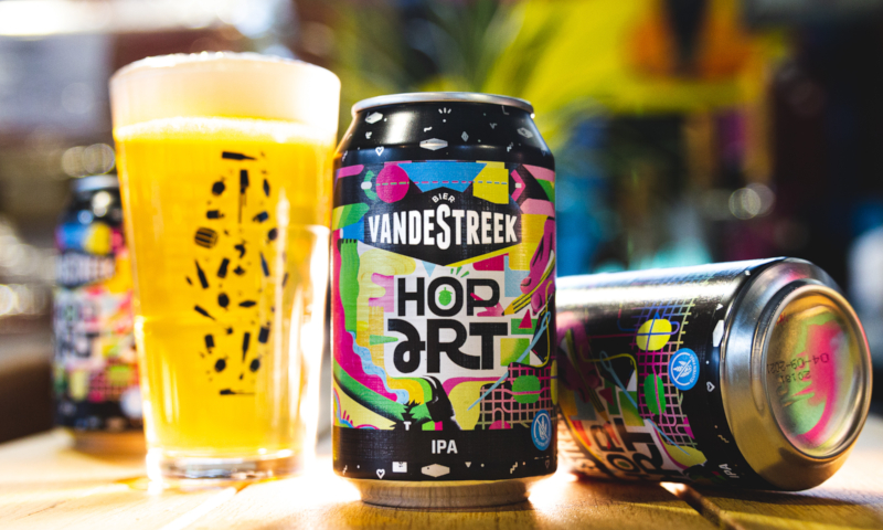 Hop Art glutenvrije IPA van vandeStreek blikjes en glas